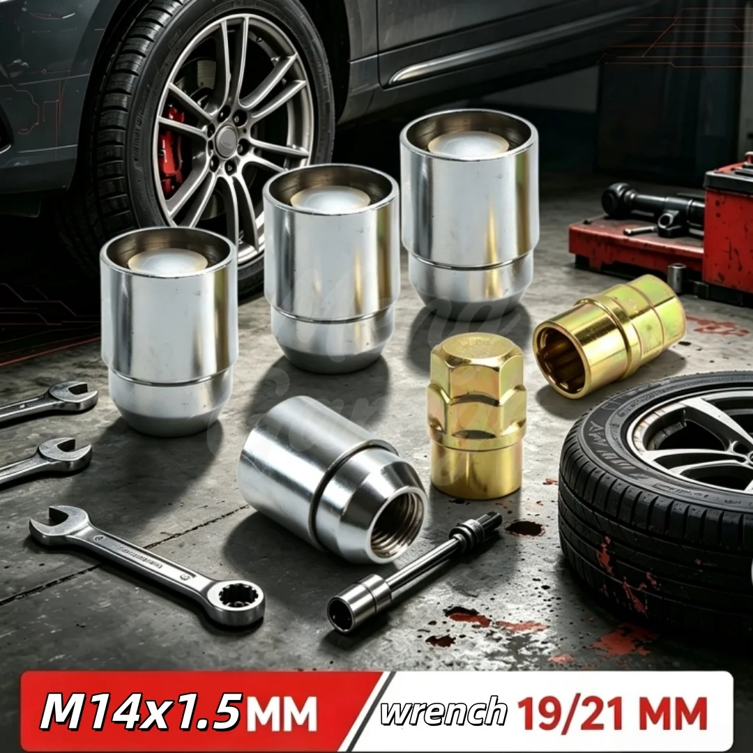 M14x1.5 Car Wheel Lock Lug Nuts 4 Car Anti Theft Locking Nuts 2 Key Set  No. 19 cone