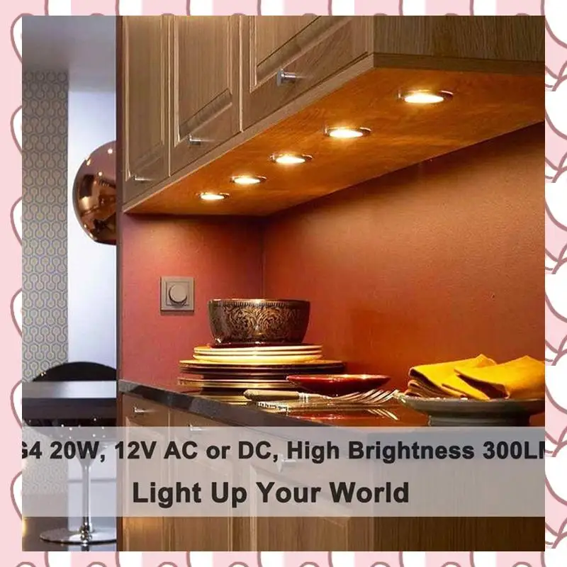 

HHTL G4 Bulb, 60 Pack Halogen G4 12V 20W With G4 Bi-Pin Base,High Output G4 Light Bulb 12V 300LM For Cabinet Light Bulbs