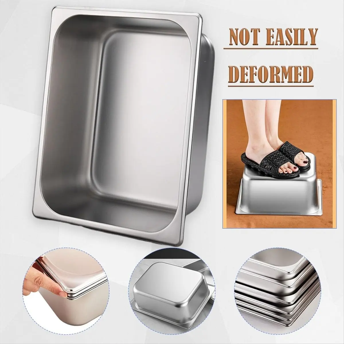 A67T NEW 4 Pcs Half Size Hotel Pan, 1/2 Size 2.5 Inch Deep Stainless Steel Steam Table Pan Half Pans for Chafing Dishes