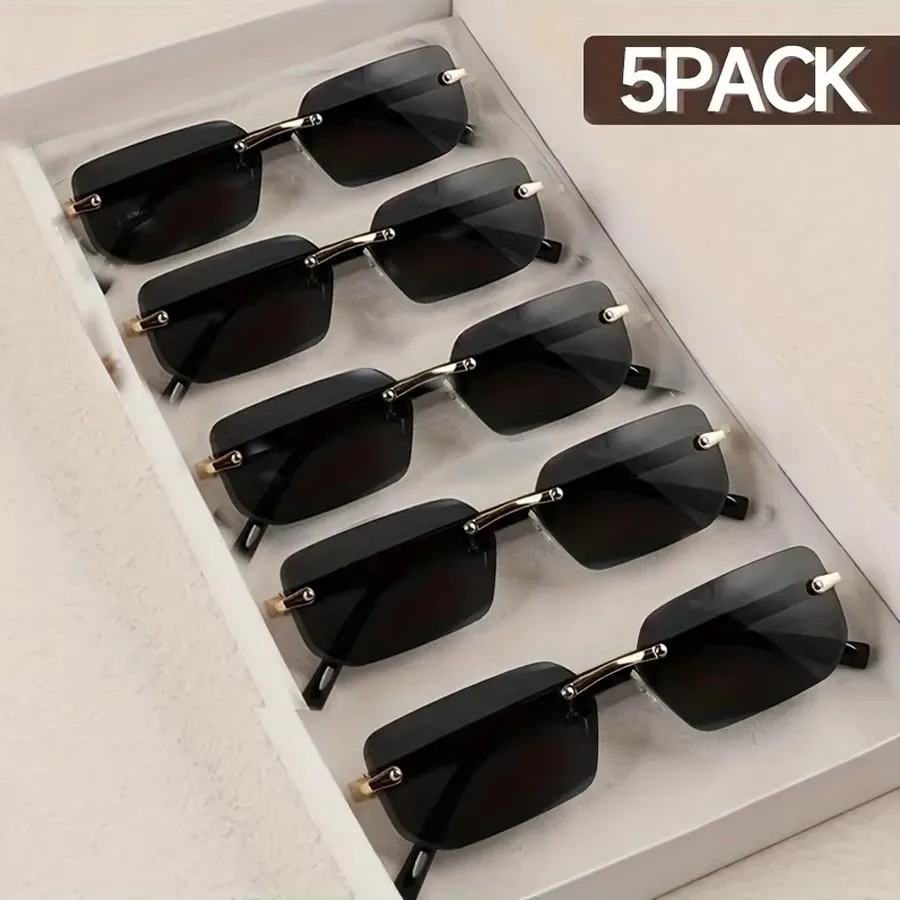 Five Pairs of Frameless Exposed Lens Sunglasses, Suitable for Outdoor Wear, Suitable for All Four Seasons