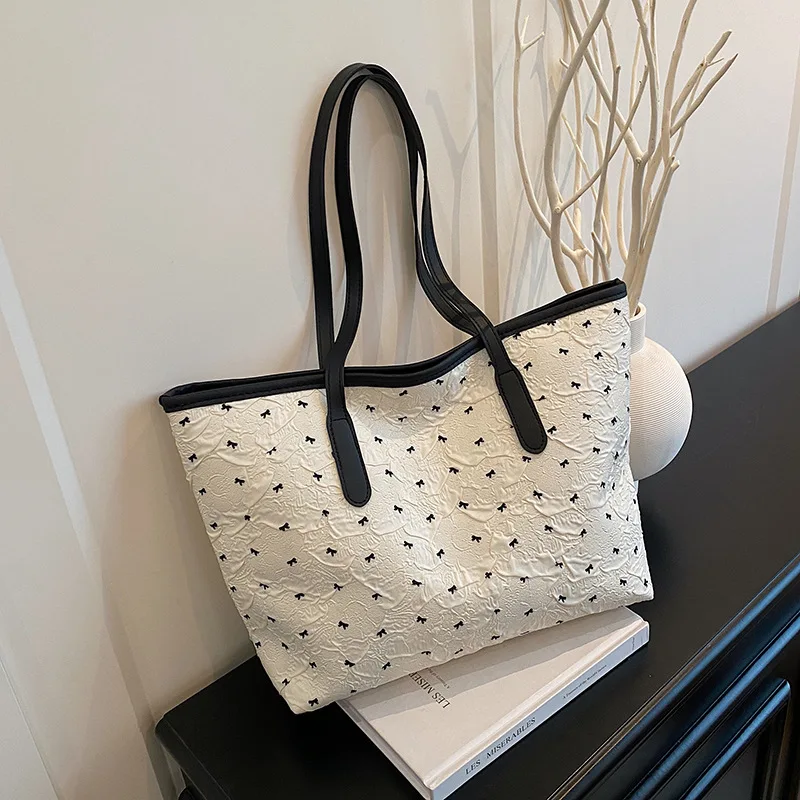 Summer New Colorful Bow Tote Bag Versatile Handheld Shoulder Bag Trendy Commuter Large Capacity Women's Bag