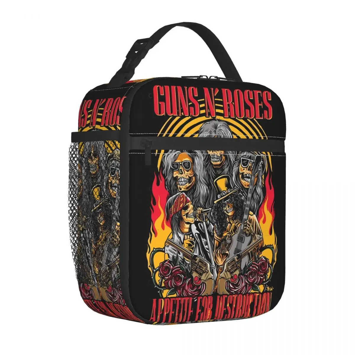 

Rock Music Lunch Bag For Women Guns N' Roses Manga Custom Lunch Box Fun Office Cooler Bag Portable Oxford Tote Food Bags