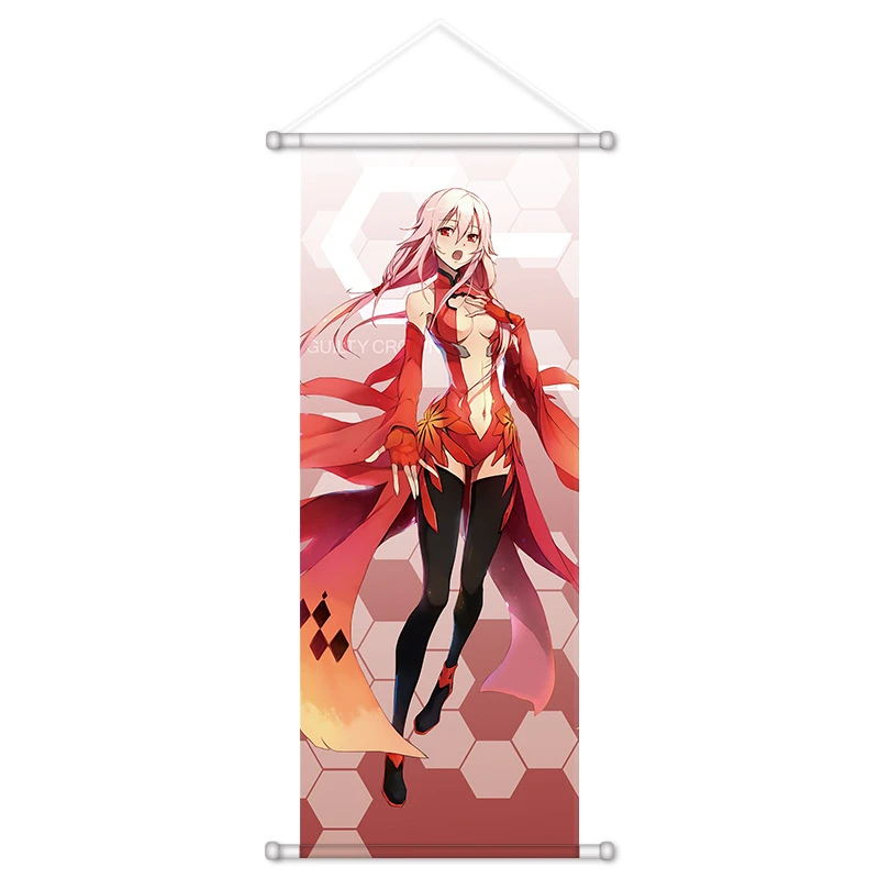 VIKAMA Red Flame Crystal Dress Girl Wall Scroll, 6 Designs, Wall Decor for Bedroom Living Room Dorm