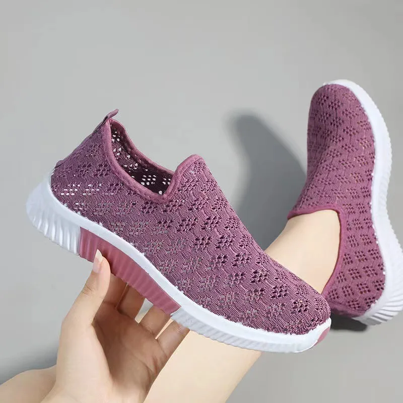 Chaussures plates en maille creuse astronomique pour femmes, chaussures de gril de Pékin, sports et loisirs, coordonnantes, confortables et douces, été