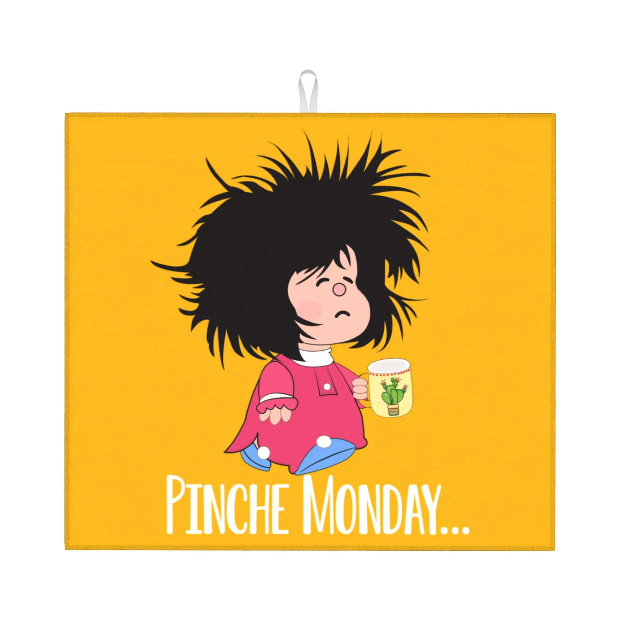 Pinche Monday Funny Mafalda Drying Mat For Kitchen Waterproof Oil Proof Reusable Quino Argentina Comic Countertop Protector Mat