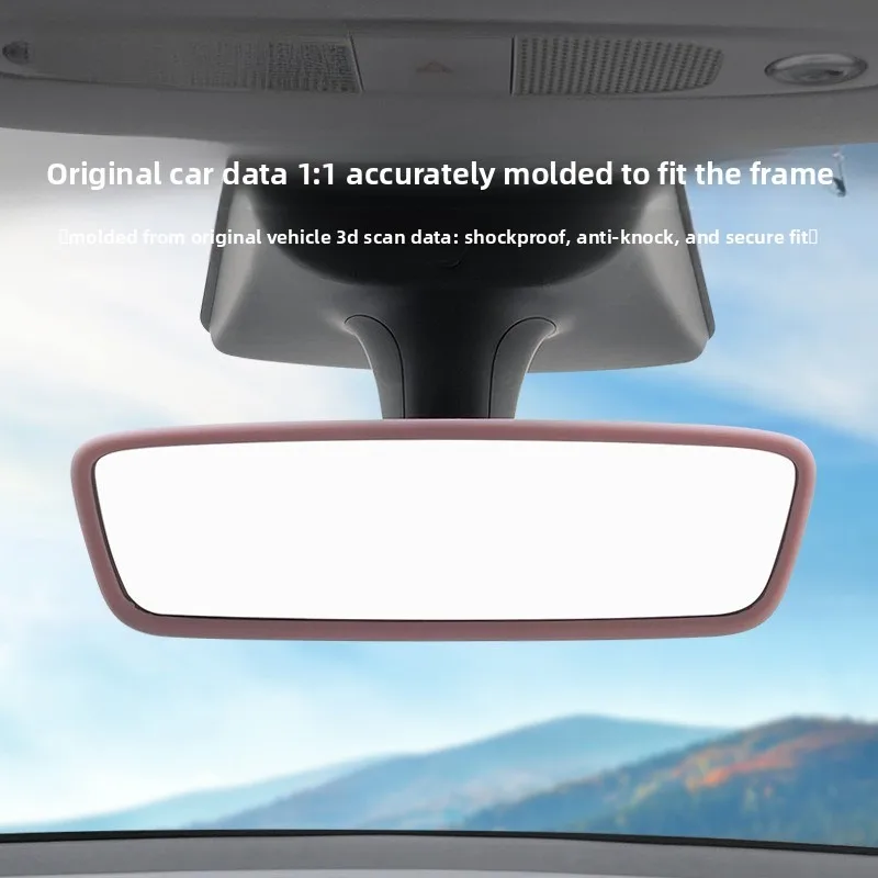 For Tesla Model3 Y Rearview Mirror Cover Soft Silicone Protective Frame Anti Scratch Interior Decor Car Accessories