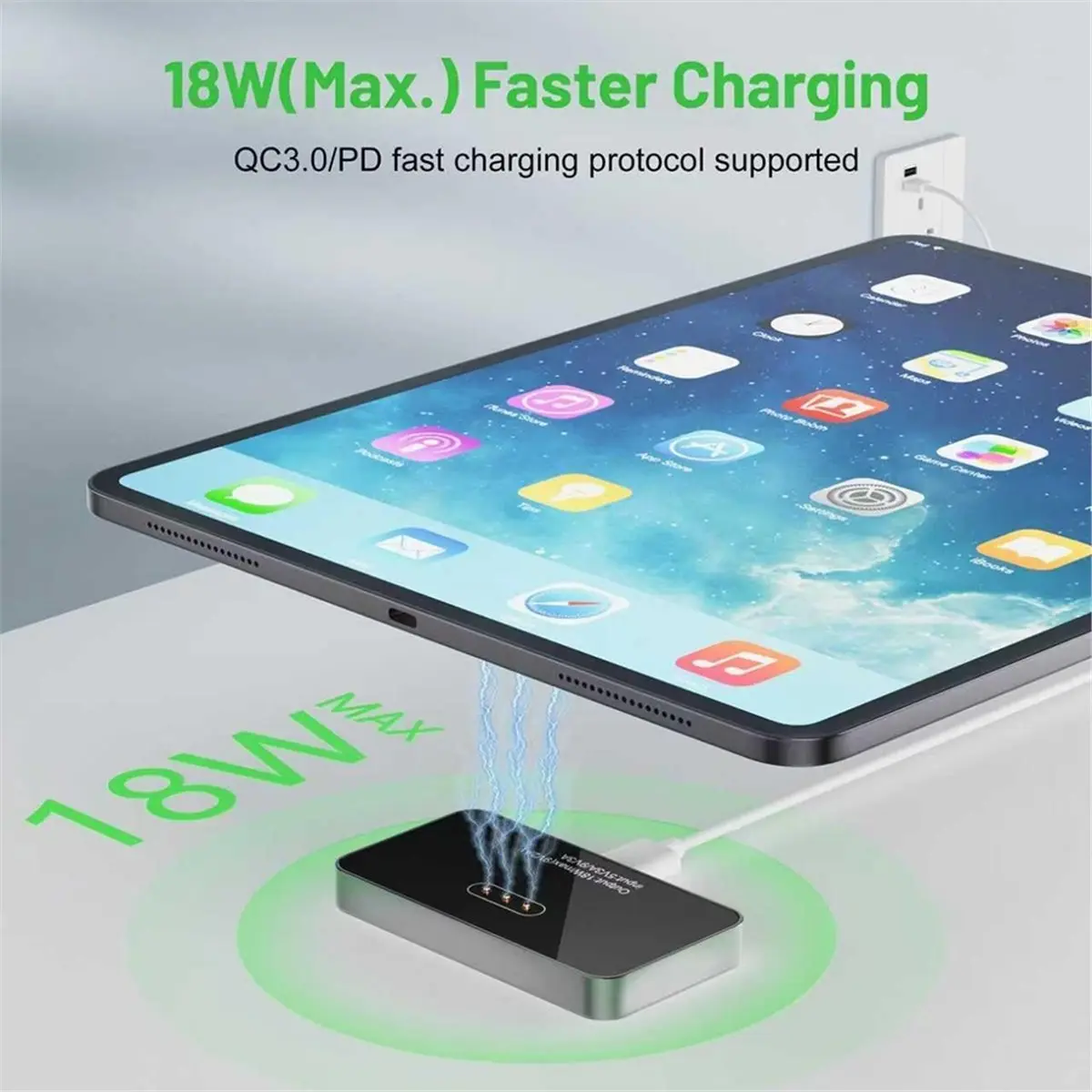 

Aluminum Alloy Magnetic Wireless Charger with Protect Case for Pro 18W Fast Charging Connector Charger 12.9Inch