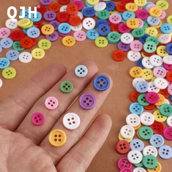 200Pcs Round Buttons Mixed Color Set for Crafts Sewing DIY Manual Button Painting DIY Handmade Ornament Buttons 9/11mm - 4 Holes