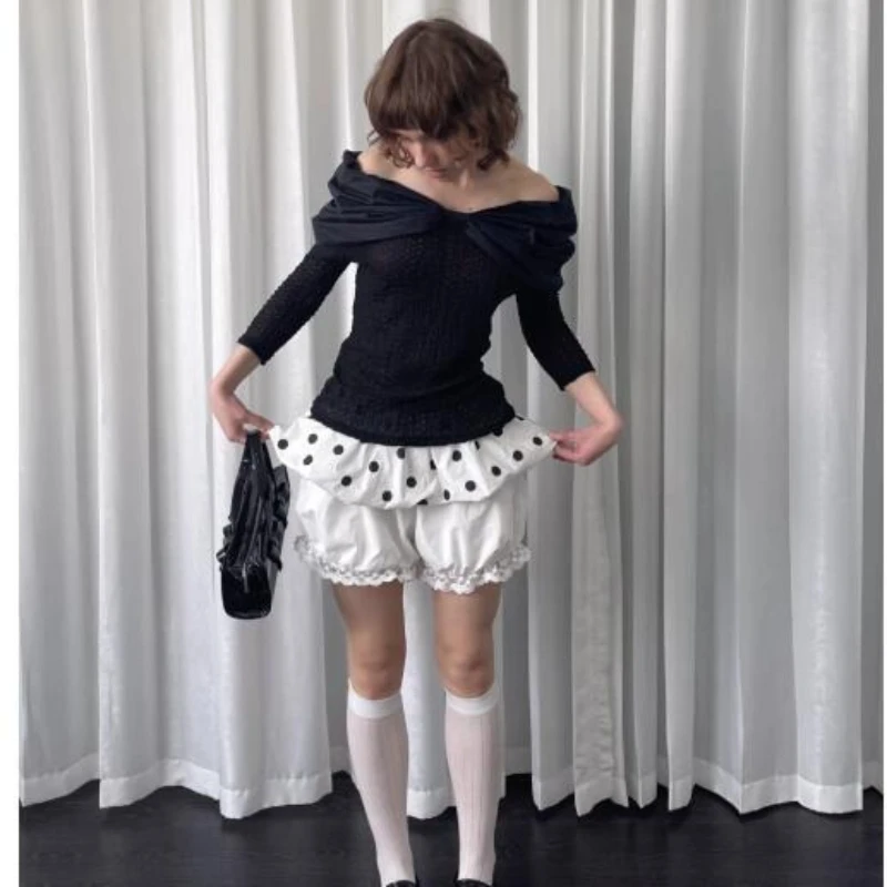 Deeptown Vintage Polka Dot Mini Skirt Women Y2k Korean Style Sweet Short Skirts Harajuku Elegant Fashion Streetwear Ruffle Skirt