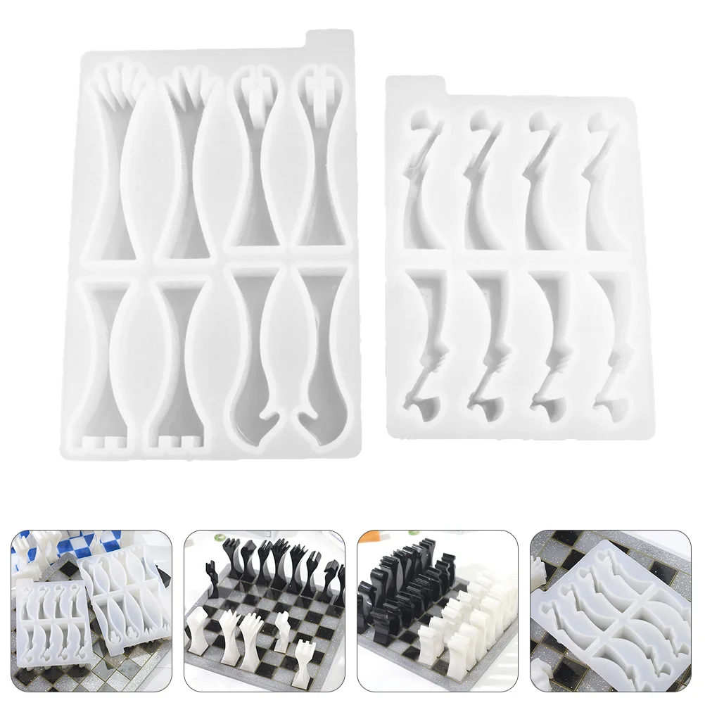 

2 Pcs Chess Mold Epoxy Resin Craft Molds International DIY Casting Moulds Tray Three-dimensional