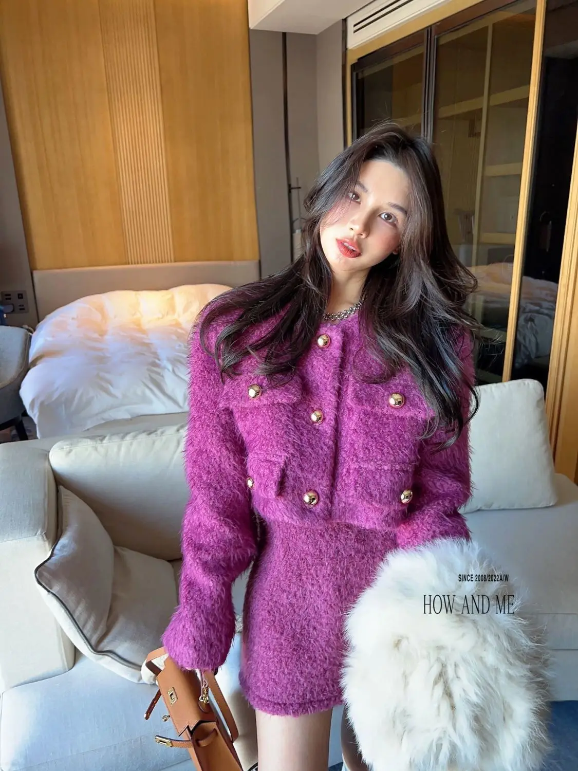 Korean Style Small Fragrant Style Lamb Plush Jacket Half Body Skirt 2024 Winter New Fashion Two-piece Set Women's Clothing