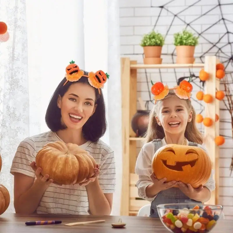 195E Diadema calabaza para fiesta infantil, aro para para fiesta temática Halloween, tocados para juegos rol,