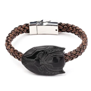 Handgemachtes Lederarmband, Super Heroes Avengers, Black Panther, Iron Man, Captain America, Spider-Man, Accessoires VORSCHNITT 8 Hauptpanther -Armbandverkauf von Black Panther - №5