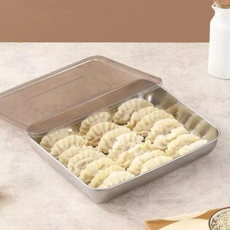 لزلابية الفواكه والخضروات اللحوم كعكة المطبخ صندوق تخزين الثلاجة المنظم الفولاذ المقاوم للصدأ حاويات الطعام صينية