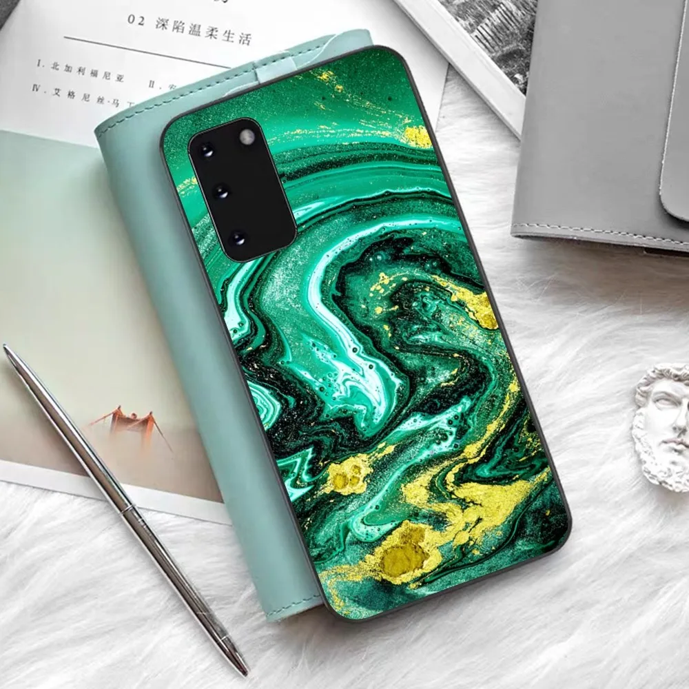 Emerald Green Jade Stone Pattern Phone Case For Samsung S 9 10 20 21 22 23 30 23plus lite Ultra FE S10lite Fundas