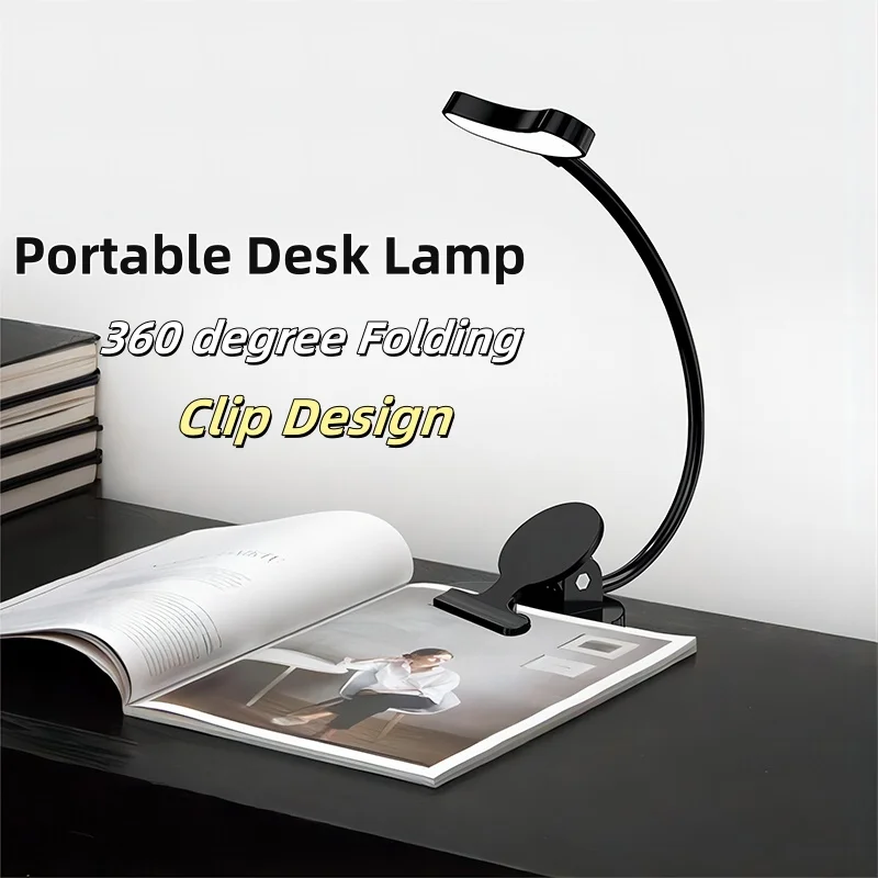 

Mini Book Light Reading Lamp USB Rechargeable Desk Lamp Eye Protection LED Night Light 3 Color Adjustable Studying Bedroom Light