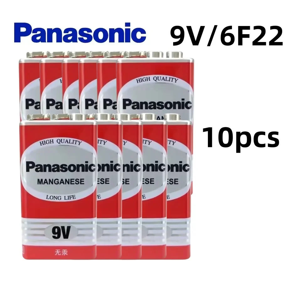 1-20 stuks originele Panasonic 9V 6F22ND 6f22 carbonbatterij, gebruikt voor alarm draadloze microfoon, kwikvrij, lange levensduur