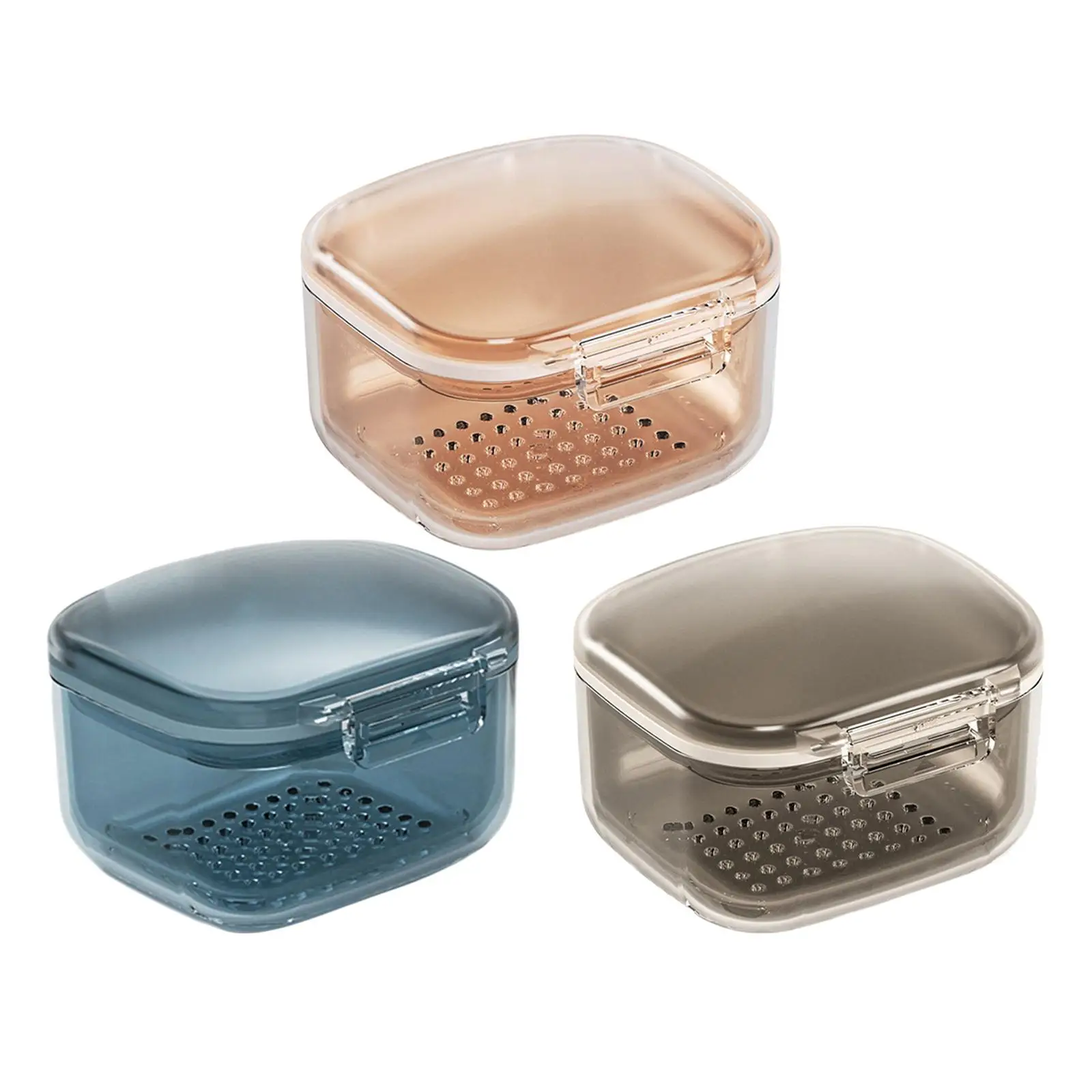 Retainer Cleaner Case Denture Bath Box Cup with Strainer Basket Easy Carry