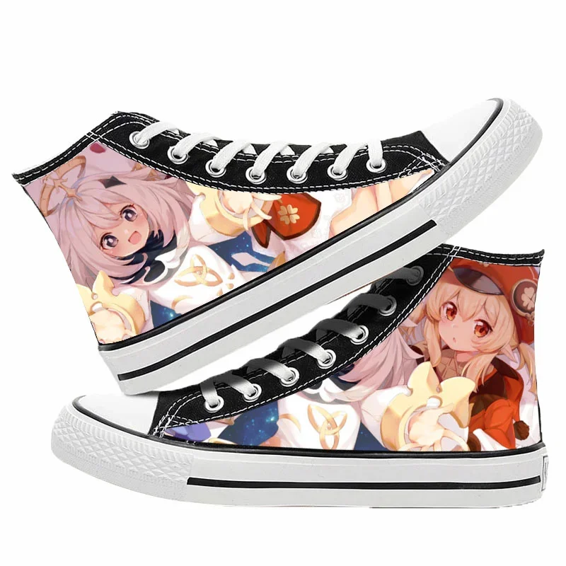 Холщовые туфли с принтом Game Genshin impact Klee Xiao, Чжун ли, тартаглия винти, высокие кроссовки для косплея, Повседневная модная обувь