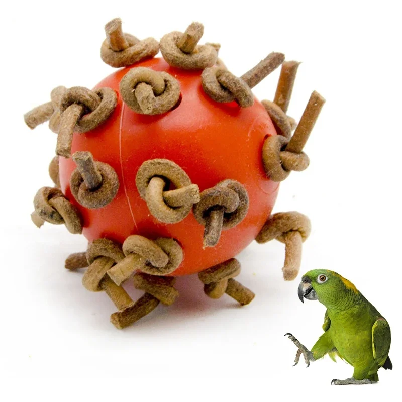 لعبة مضغ كرة الطيور مع عقدة لعبة قدم بقطر 4 سم مناسبة لببغاء أمازون ومستلزمات الحيوانات الأليفة باللون الرمادي الأفريقي #2