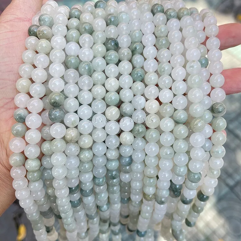 Natural Ice Green Jade Beads Round Loose Spacer Jades Beads For Jewelry Making Diy Bracelet Necklace Accessories 4 6 8 10mm 15”