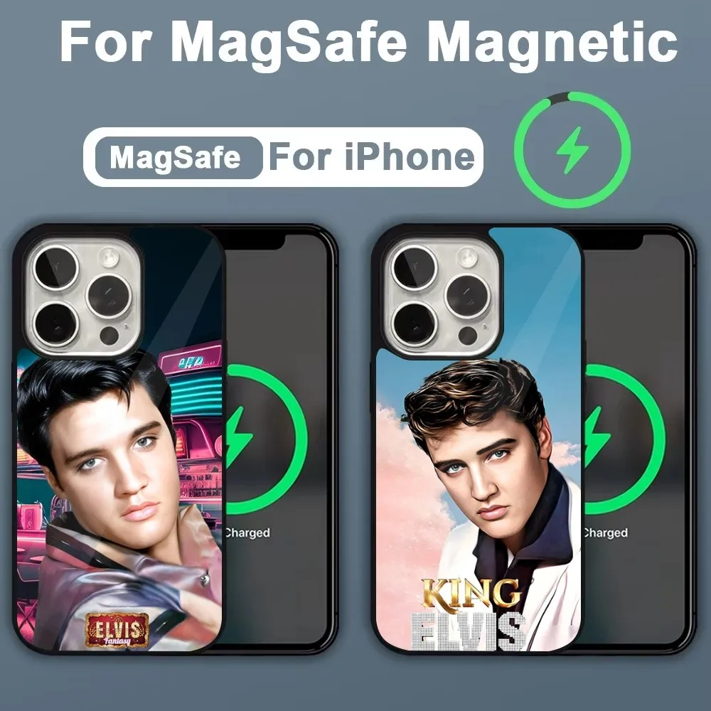 Singer Cat King E-Elvis Phone Case For iPhone 16,15,14,13,12,11,Plus,Pro,Max,Mini Magsafe Magnetic Wireless Charging