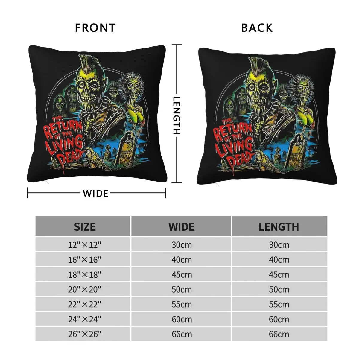 Return Of The Living Dead Pillowcase Polyester Linen Velvet Printed Zip Decor Throw Pillow Case Car Cushion Cover