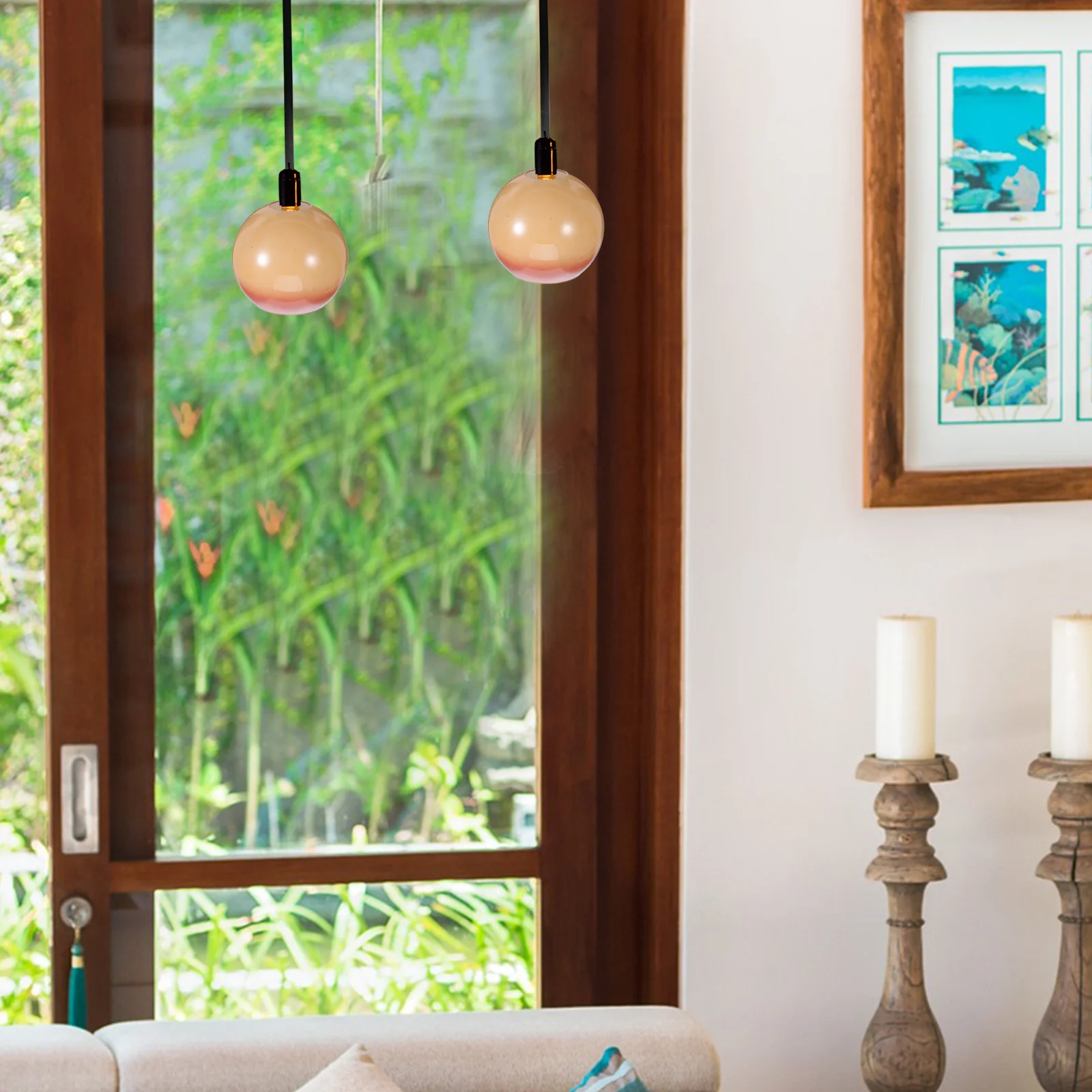 

Pink Glass Globe Lampshade 5.9 Inch Diameter Vintage Style Dual Hole Design for Desk Floor Ceiling Light Fixtures Replacement