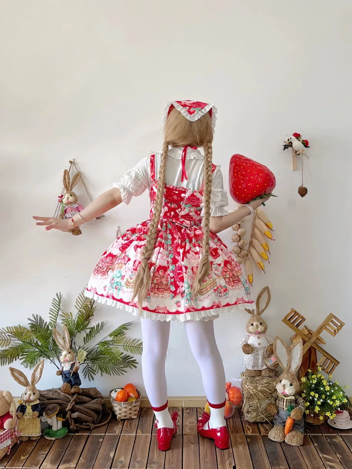 Strawberry JSK Lolita suspender dress sweet and cute cake red