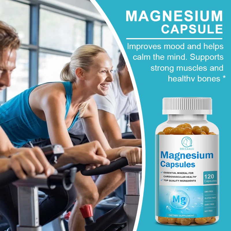 BBEEAAUU Magnesium Capsule Free Stress Muscle Nerve Health Good Mood Brain Bones,Joint and Cardiovascular Health