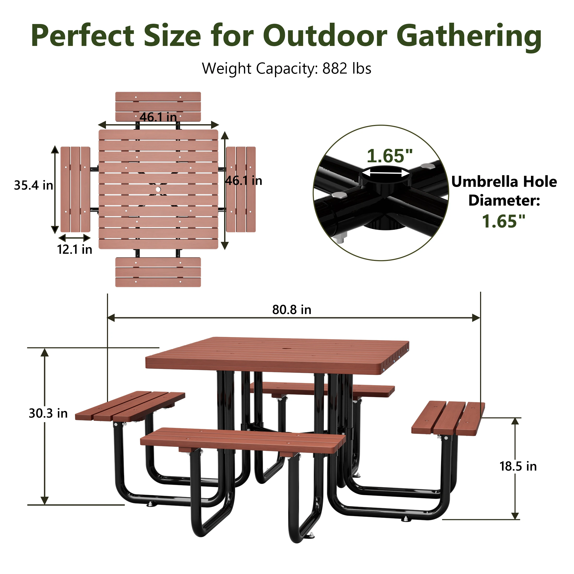 882 LBS Weight Capacity Square - Outdoor Furniture On Sale 评论和价格