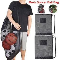 Drawstring Sports Ball Bag Extra Large Mesh Soccer Ball Bag with Zipper Pocket Net Pack Gym Bags for Holding Basketball Football