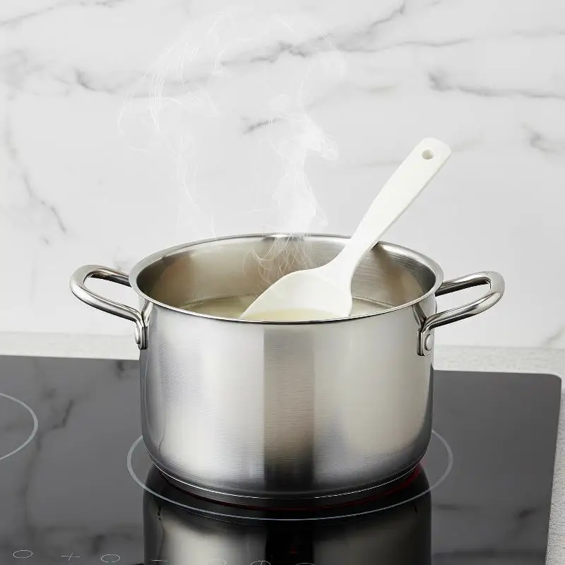 Long Handle Soup Ladle High Temperature Resistant Large White Stirring Spoon for Home Soup Stew Cooking