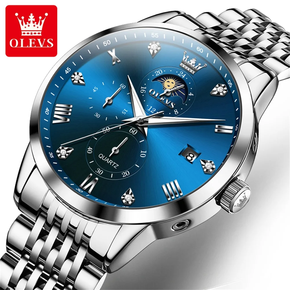 OLEVS Watch 42.5MM Original Multifunctional Mens Watch Waterproof Chronograph Quartz Watch Sports Watches For Man Gifts 2925