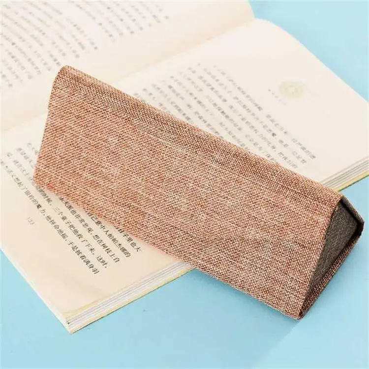 Classic Simple Folding Triangle Sunglasses Case Eco-friendly Burlap Glasses Case