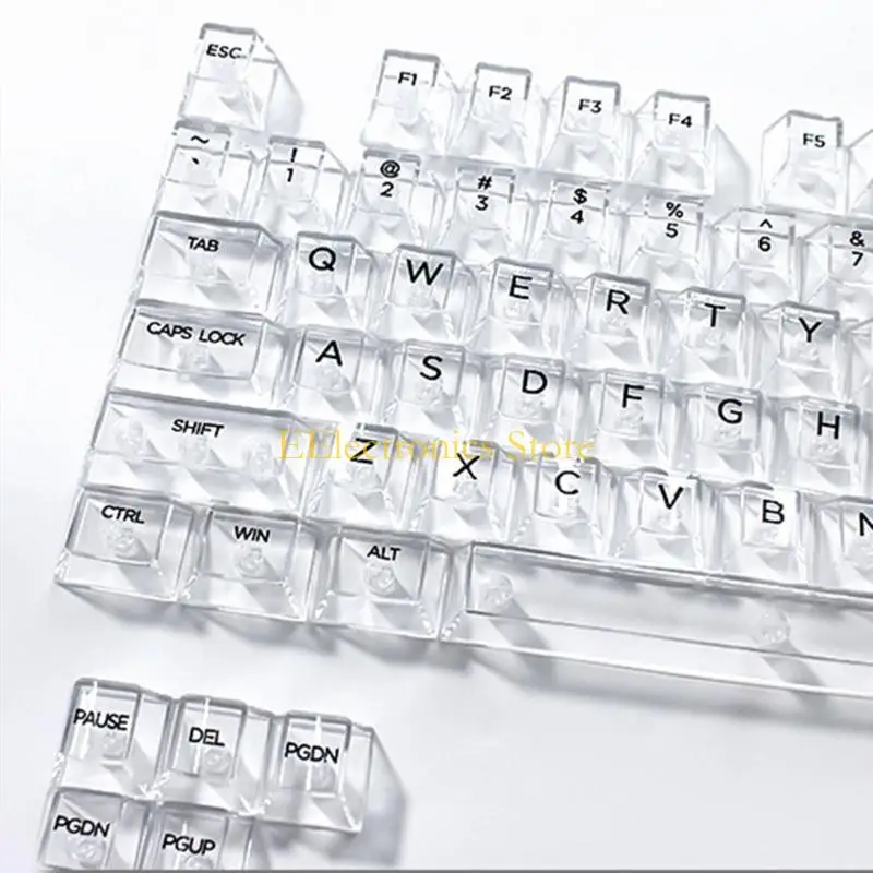 

B03C 132Keys Transparent Keycaps 10mm Profile Keycap Set for Mechanical Keyboards with Color Lighting Side/Top Print