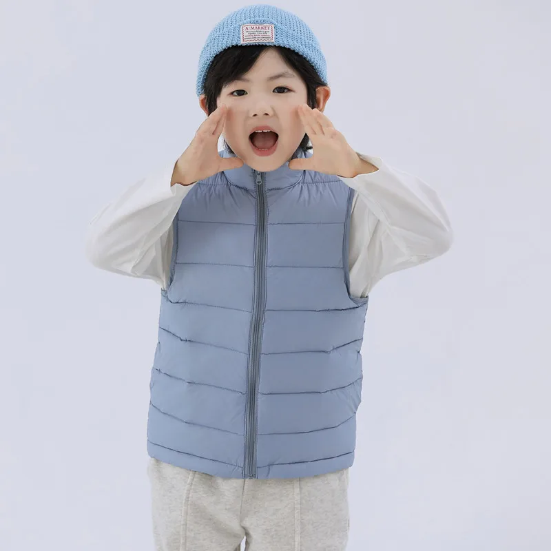 New Fall/Winter Children's Clothing: Lightweight Down-Blend Vests for Boys and Girls—warm Vests for Outerwear and Layering