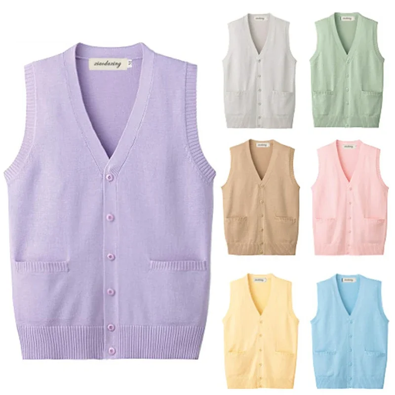 Ragazza giapponese Studenti universitari Maglione Gilet con scollo a V JK Uniforme Cardigan lavorato a maglia Gilet Campus Primavera e autunno Abbigliamento quotidiano