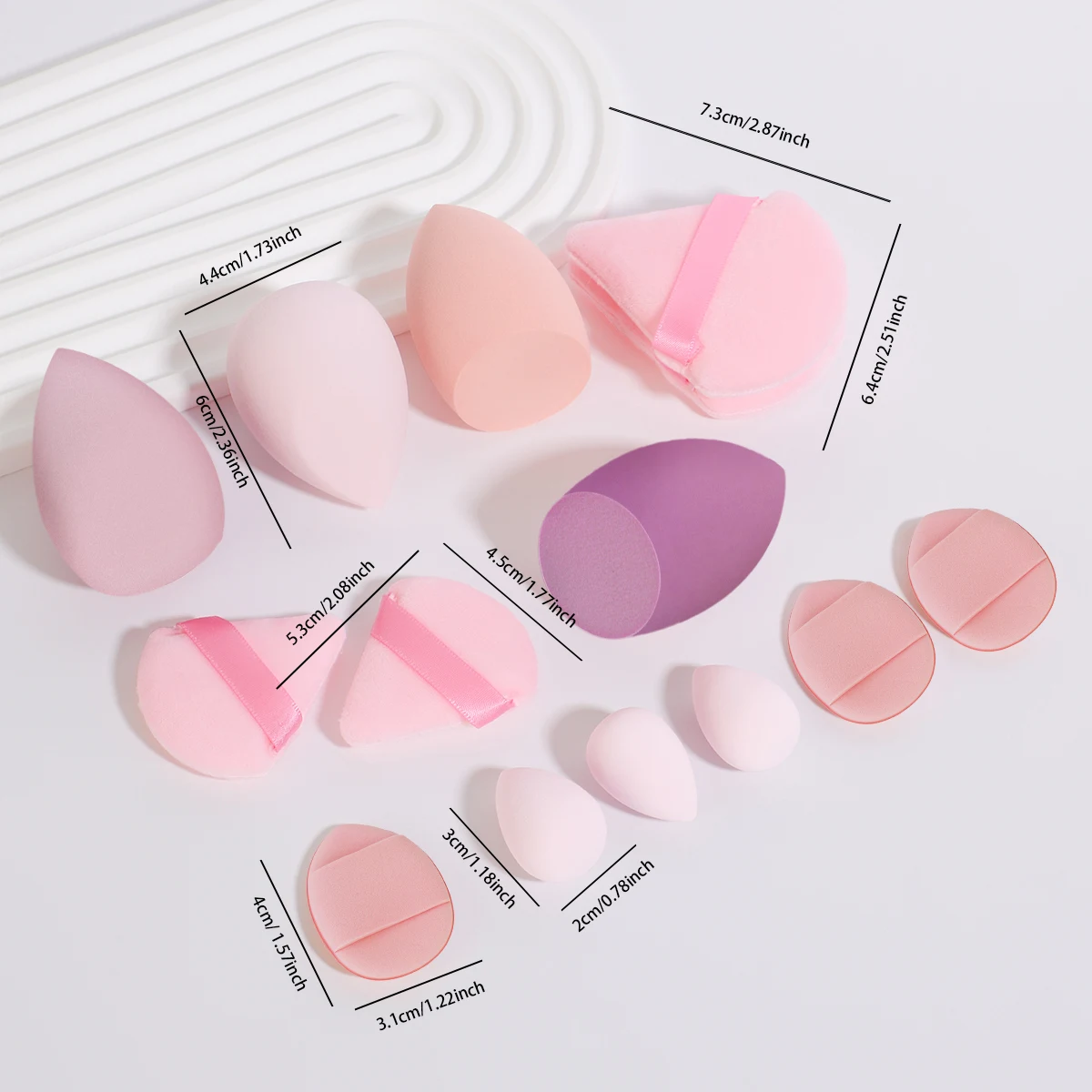 مجموعة اسفنجة مستحضرات تجميل مختلطة الشكل ، نفخة بودرة صغيرة سائبة ، نفخة مستحضرات تجميل رطبة وجافة ، 14 إسفنجة