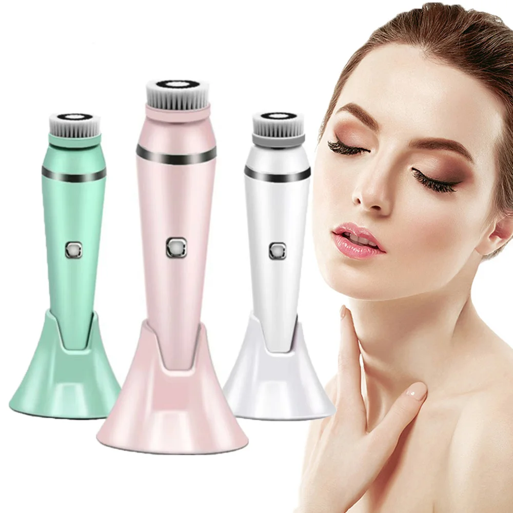 Electric 4 IN1 Face Cleansing Brush Sonic Blackhead Exfoliating Silicone Face Cleaner Skin Tightening Massage Home Spa Skin Care