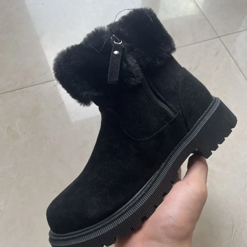 Women Boots Retro Suede Casual Boots Thicken Plush Warm Snow Boots Winter High-top Cotton Shoes Winter Ankle Boot Botas Feminina