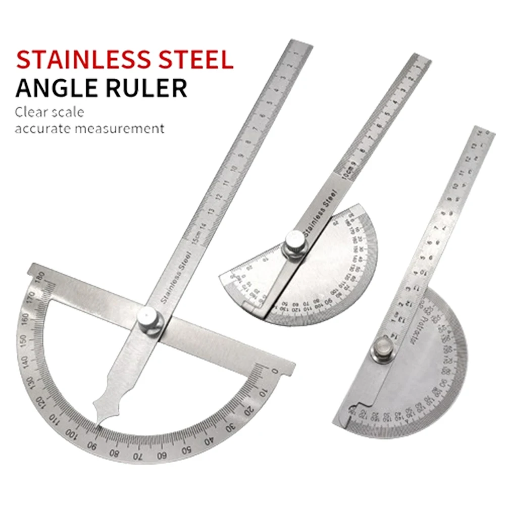 1Piece 180 Degree Adjustable Protractor Metal Angle Gauge Round Head Finder Goniometer Tools Rotary Caliper Measuring Ruler