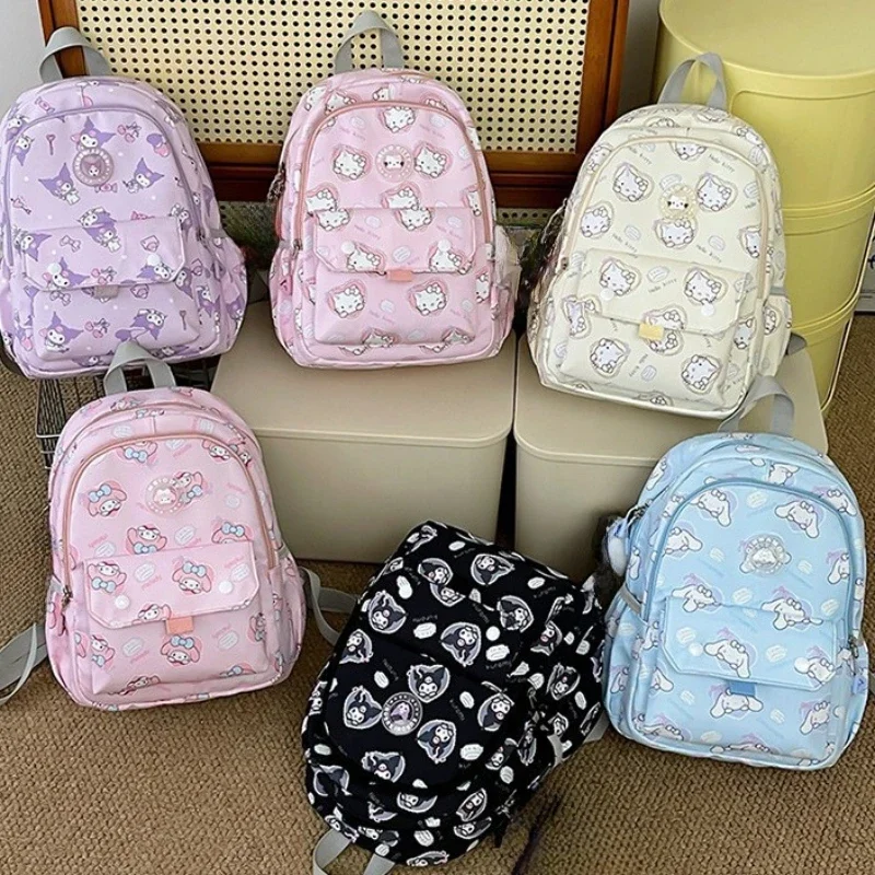 

Sanrio Hello Kitty New Student School Anime Cartoon Kulomi Ridge Protection Large Capacity Student Double Shoulder School Bag