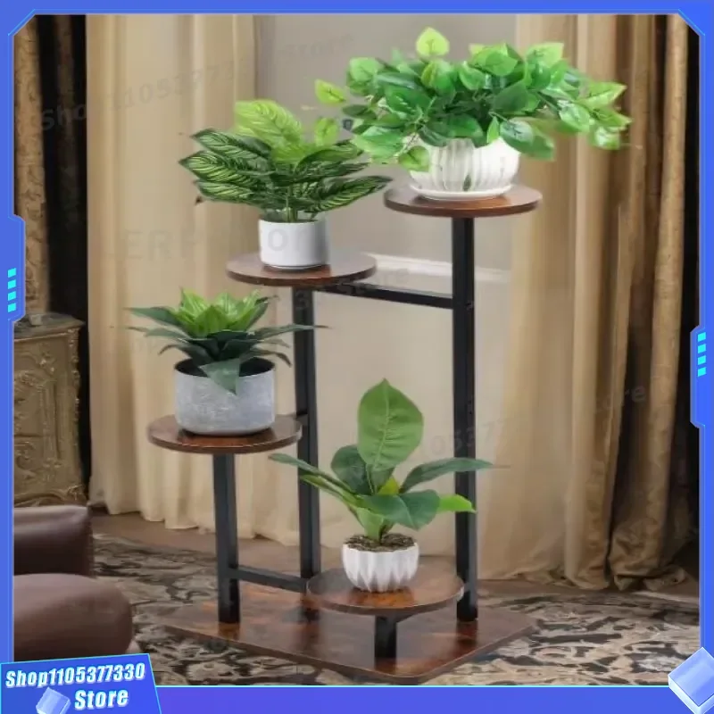Multi Tier Iron Flower Stand Indoor Living Room Balcony Plant Shelf Green Rose Rack Floor Basin Storage Holder for Home