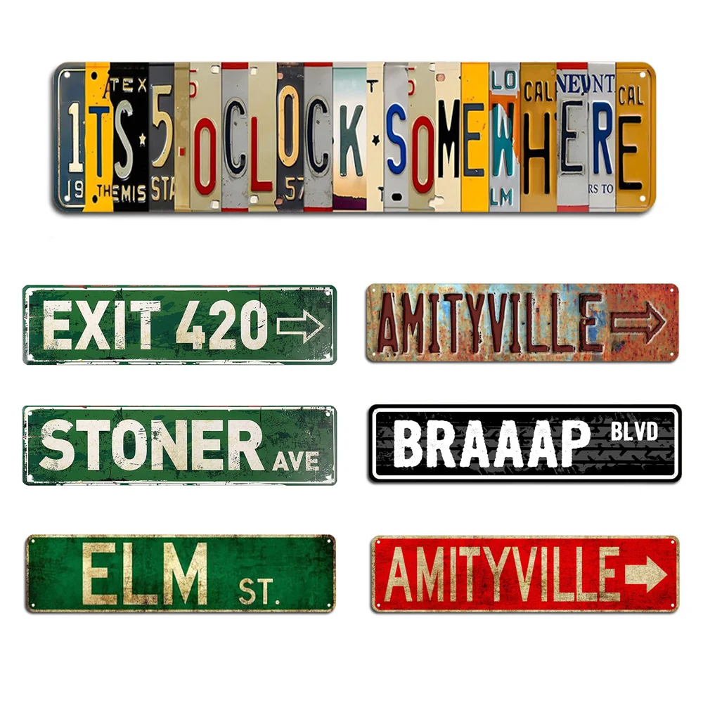 

Five O Clock Somewhere Unique Metal Signs Exit 420 Street Plaque Rustic 16 X 4 Inches ELM st Wall Decor Stoner Ave Metal Plaque