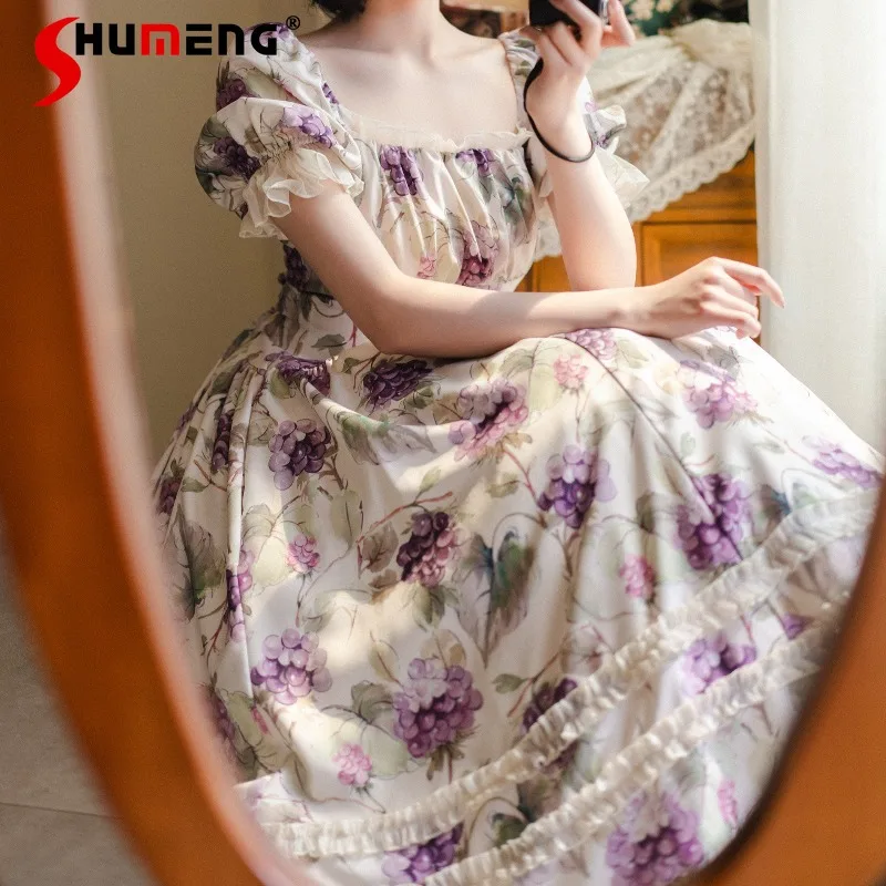 

Japanese Style Lolita 2026 Summer New Forest Little Grape Retro Classic Elegant Classic Dress Y2k Clothes Kawaii Vestidos Women