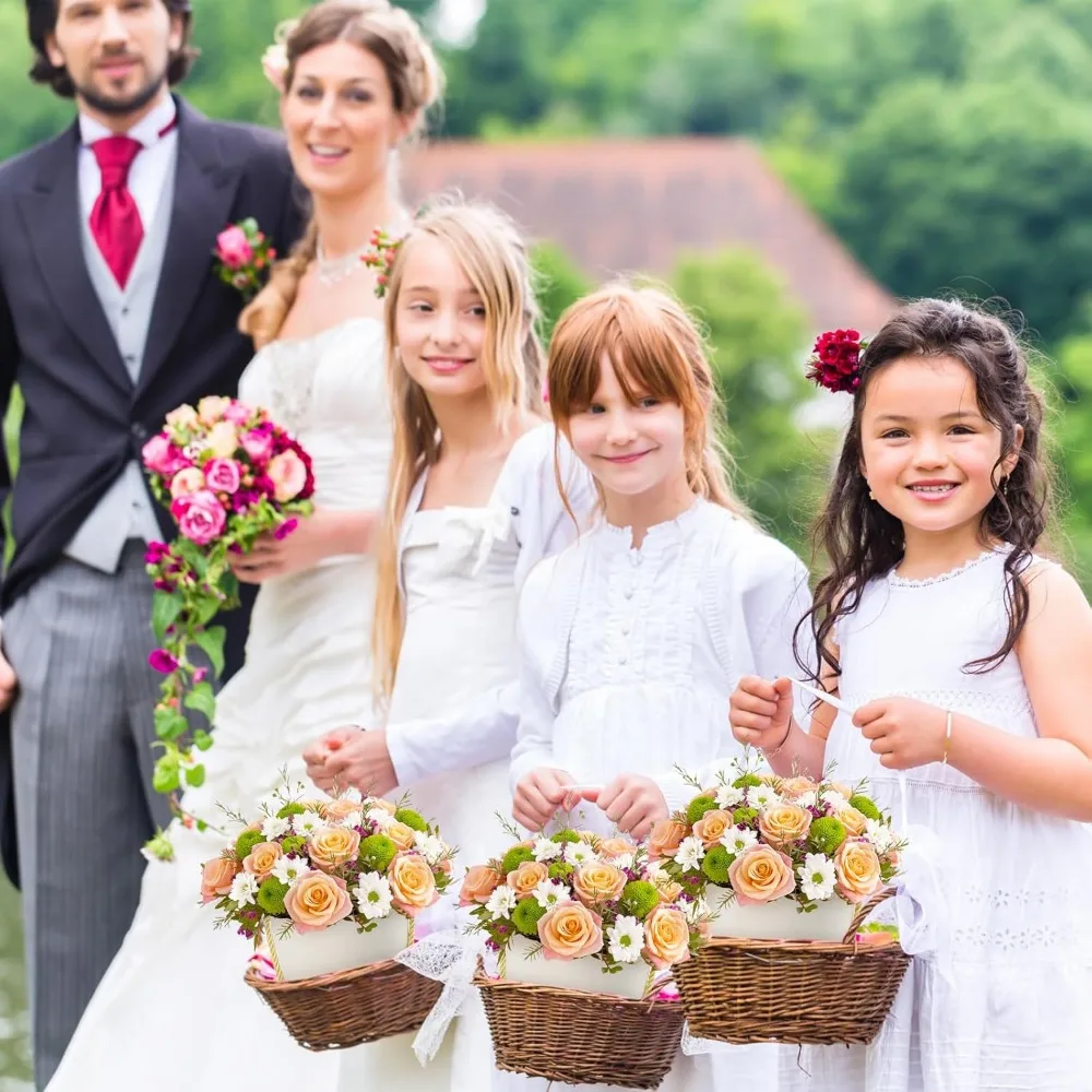 6 قطع صندوق زهور مستدير مخملي مع أغطية مجموعة صناديق هدايا متداخلة لحفلات الزفاف الفاخرة لوصيفة العروس وحفلات أعياد الميلاد (أبيض) #6