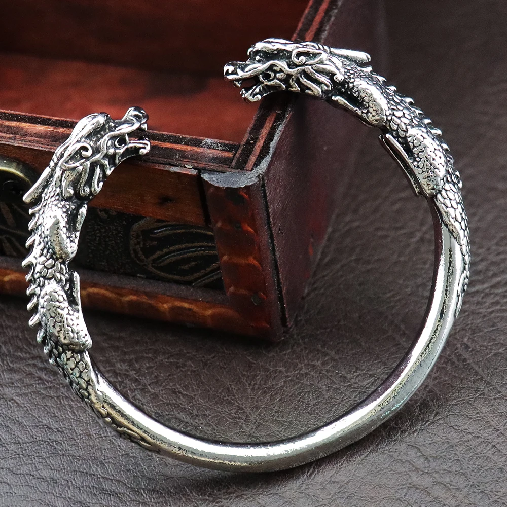 

Vintage Viking Dragon Bracelet Men's Fashion Adjustable Women Bracelets Punk Animal Amulet Norse Scandinavian Jewelry Wholesale