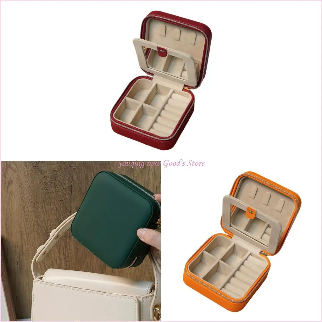 

57QA Fashionable Jewelry Storage Organiser With Multi Layer Design Water Resistant Exterior PU Box For Women Accessories