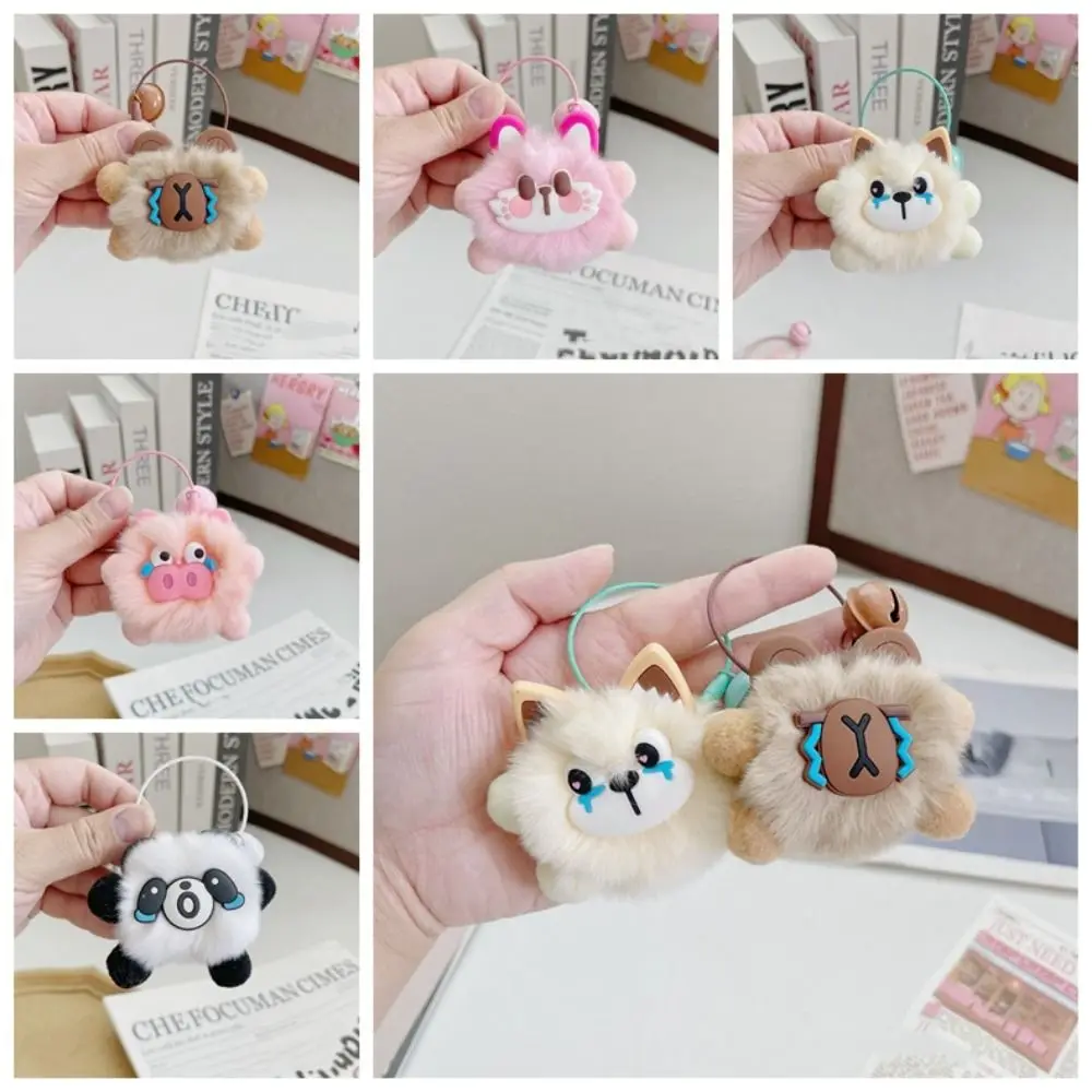 Cute Rabbit Fur Capybara Fur Keychain Panda Dog Bunny Key Ring Alloy Ring Hairy Fluffy Capybara Pendant Girls